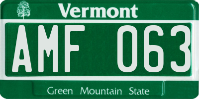 VT license plate AMF063
