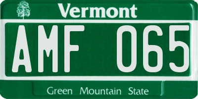 VT license plate AMF065