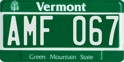 VT license plate AMF067
