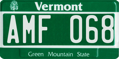VT license plate AMF068