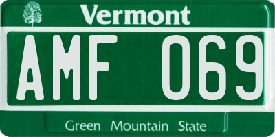 VT license plate AMF069