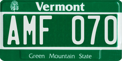 VT license plate AMF070