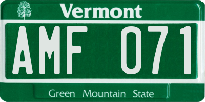 VT license plate AMF071