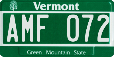 VT license plate AMF072