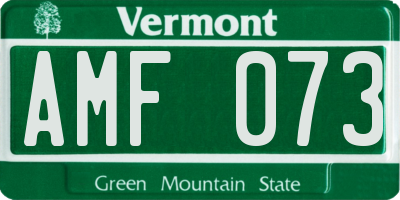 VT license plate AMF073