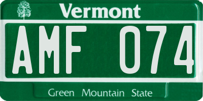VT license plate AMF074