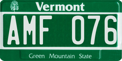 VT license plate AMF076