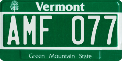 VT license plate AMF077