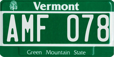 VT license plate AMF078