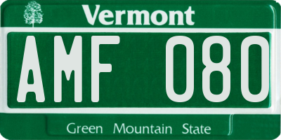 VT license plate AMF080