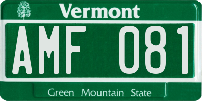 VT license plate AMF081