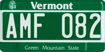VT license plate AMF082