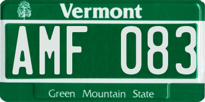 VT license plate AMF083