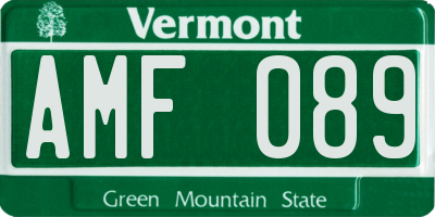 VT license plate AMF089