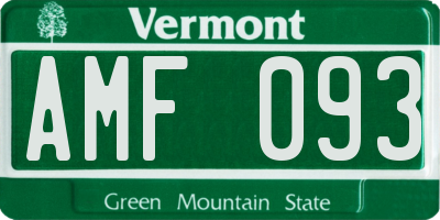 VT license plate AMF093