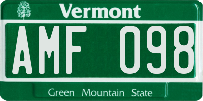 VT license plate AMF098