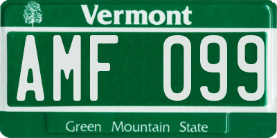 VT license plate AMF099
