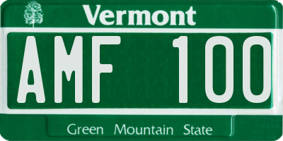VT license plate AMF100