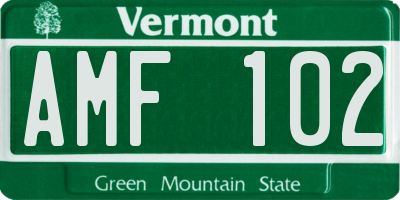 VT license plate AMF102