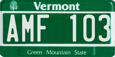 VT license plate AMF103