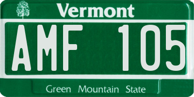 VT license plate AMF105