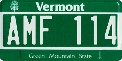 VT license plate AMF114