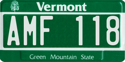 VT license plate AMF118