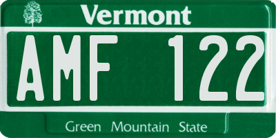 VT license plate AMF122