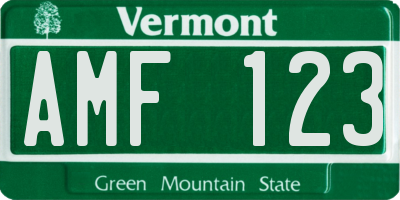 VT license plate AMF123