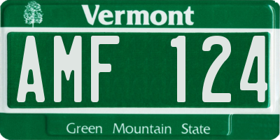 VT license plate AMF124