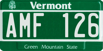 VT license plate AMF126