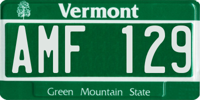 VT license plate AMF129