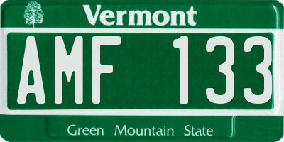 VT license plate AMF133