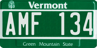VT license plate AMF134