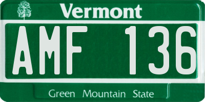 VT license plate AMF136