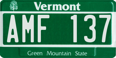VT license plate AMF137