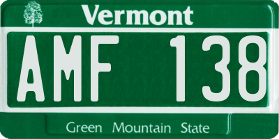 VT license plate AMF138
