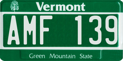 VT license plate AMF139