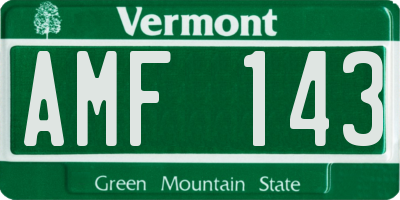 VT license plate AMF143