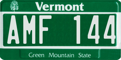 VT license plate AMF144
