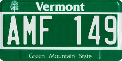 VT license plate AMF149