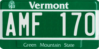 VT license plate AMF170