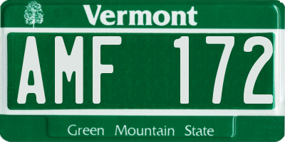 VT license plate AMF172