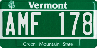 VT license plate AMF178