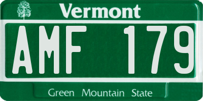 VT license plate AMF179