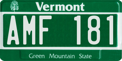 VT license plate AMF181