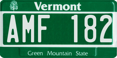 VT license plate AMF182