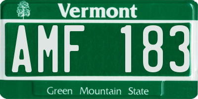 VT license plate AMF183