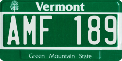 VT license plate AMF189