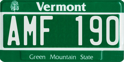 VT license plate AMF190